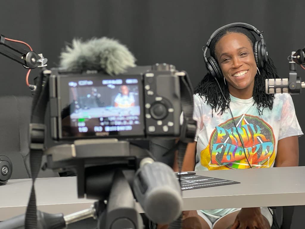 Member recording in the Media Studio at the TopNotch Business Centre